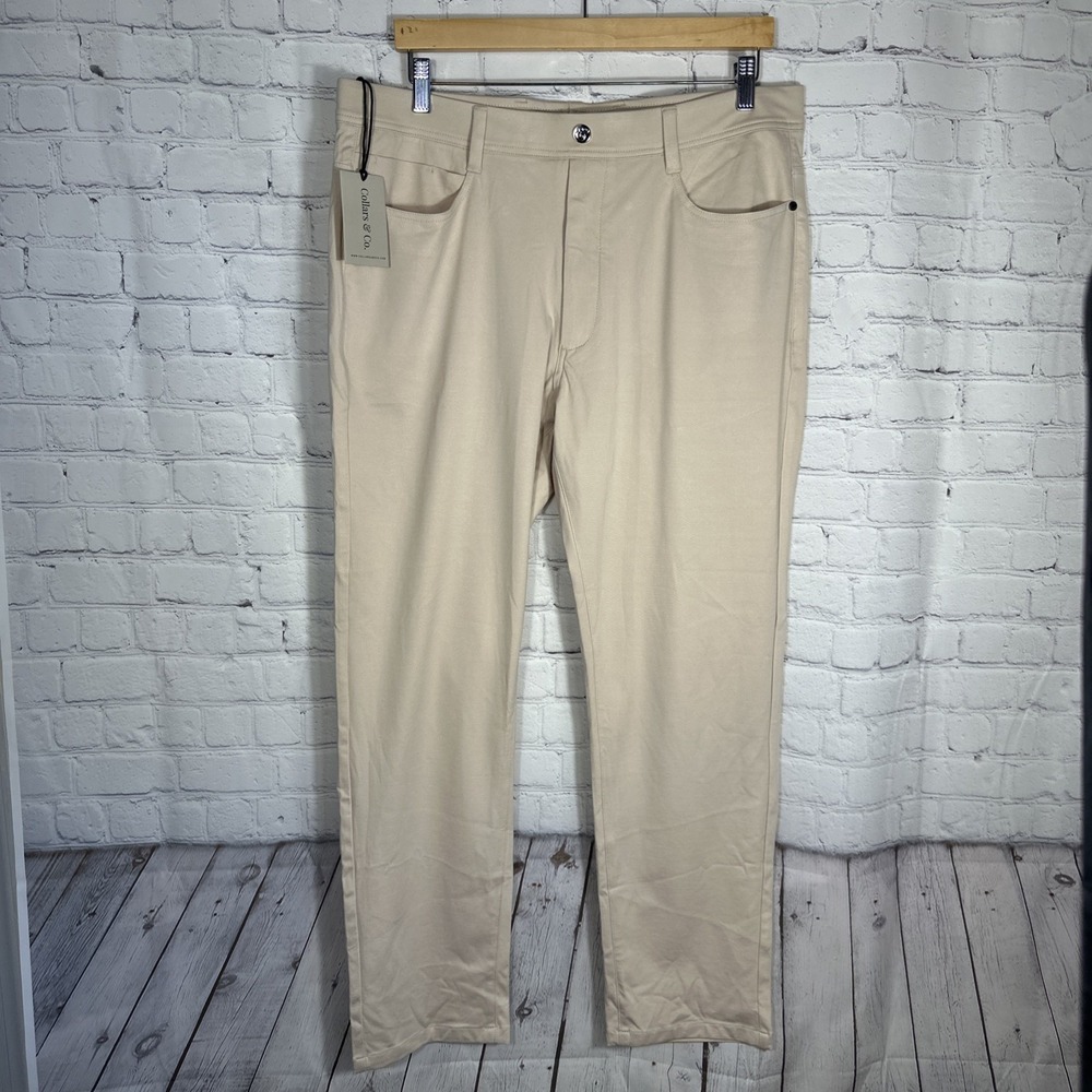 NEW Collars‎ and & Co CEO Tech Pull On Pants Stone 36x30 Stretch Golf Athleisure